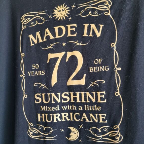 1972 Birthday Birth Year Top Cold Shoulder Sexy Black & Gold, Medium - Picture 2 of 4